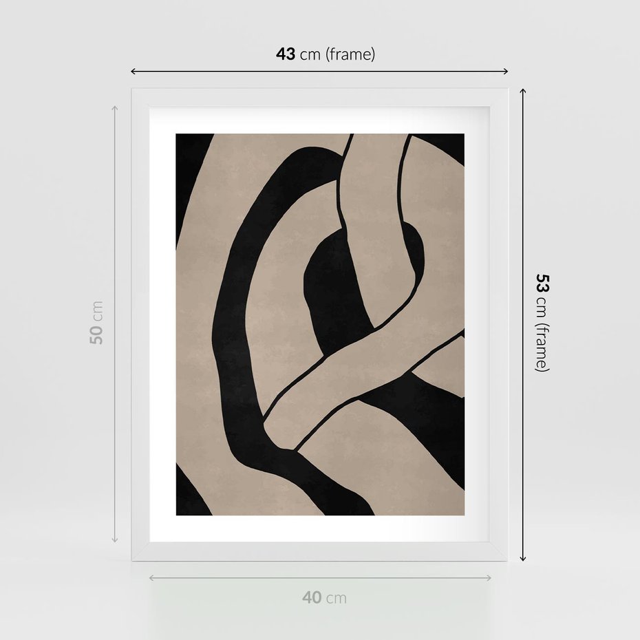 Plakat w ramie 40x50 - Obce Wariacje - abstrakcyjne linie, mroczny plakat - rama biała