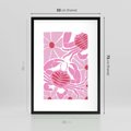 Plakat w ramie 50x70 - Roztańczone Kraby - różowe kwiaty i kraby, abstrakcyjna kompozycja - rama czarna
