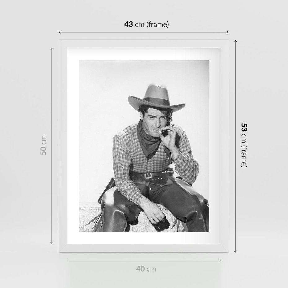 Plakat w ramie 40x50 - Dziki Zachód - retro zdjęcie, czarno białe - rama biała