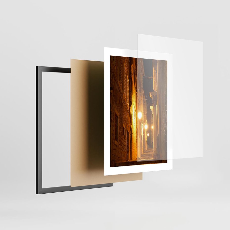Plakat w ramie 30x40 - Miasto Pod Gwieździstym Niebem - uliczka, perspektywa - rama czarna