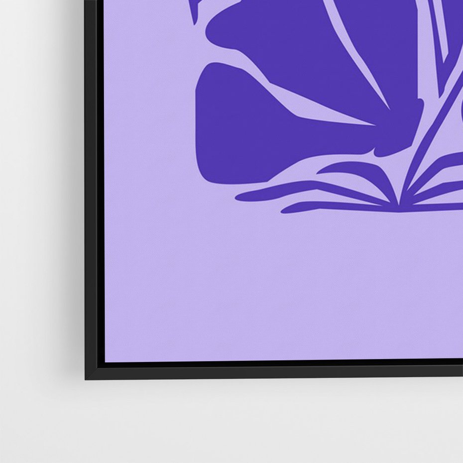 Obraz w ramie 50x70 - Migocące Boho Wibracje - kwiaty, energetyczne fioletowe tło - rama czarna