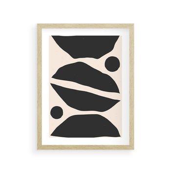 Plakat w ramie 50x70 - Surowa Abstrakcja - abstrakcyjny nowoczesny obraz, surowość - rama drewno