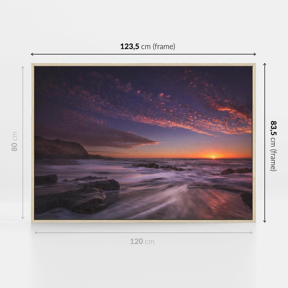 Obraz w ramie 120x80 - Spojrzenie w głąb duszy - zachód słońca, zmierzch - rama drewno