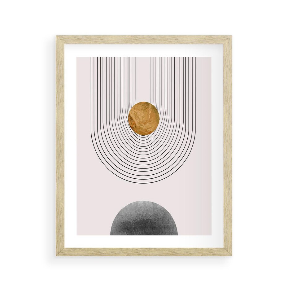 Plakat w ramie 40x50 - Geometryczny Blask - nowoczesna grafika, geometria - rama drewno