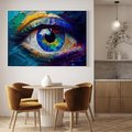 Obraz w ramie 70x50 - Mistyka Tęczowego Oka - oko, obraz olejny - rama biała