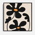 Obraz w ramie 50x50 - Wyjątkowość Boho - minimalistyczny abstrakcyjny obraz, prymitywne kwiaty - rama czarna