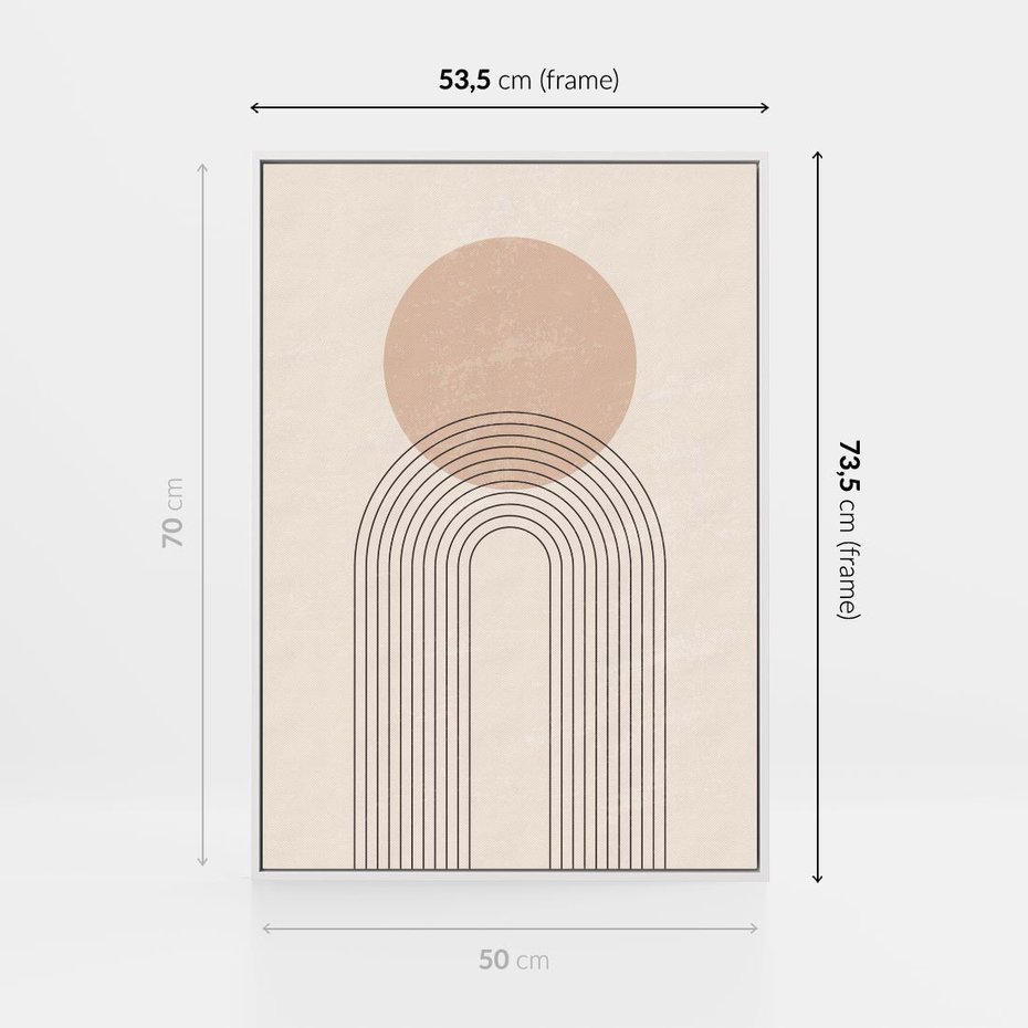 Obraz w ramie 50x70 - Konturem Zdefiniowane - boho plakat, minimalizm - rama biała