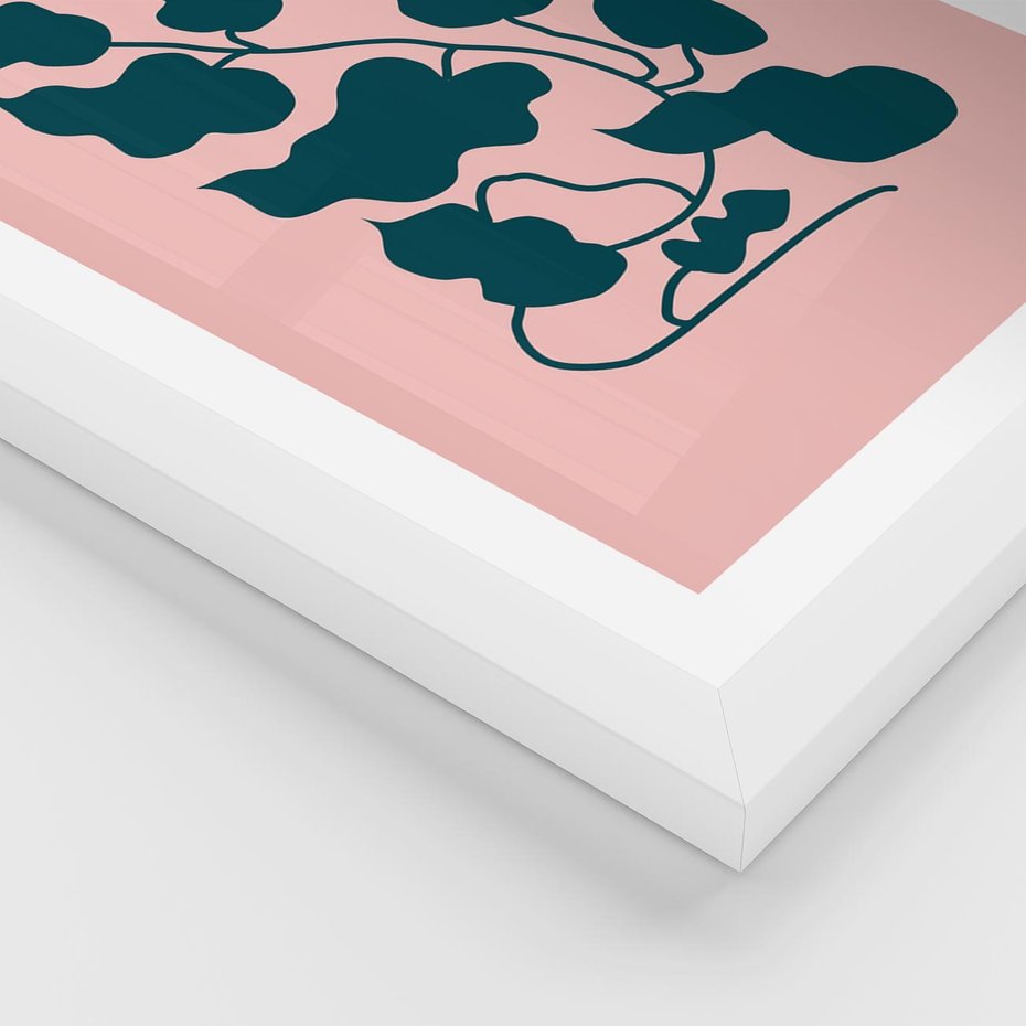 Plakat w ramie 40x50 - Kształty Nieznanego Świata - abstrakcyjne liście, boho styl - rama biała