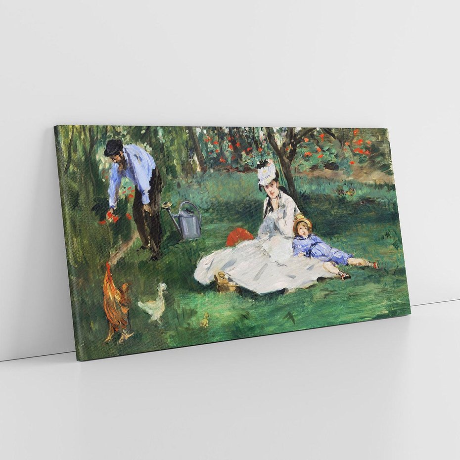 Obraz na płótnie 120x60 - Rodzina Monet w ogrodzie w Argenteuil (1874) Édouard Manet - Reprodukcja - reprodukcja, obraz na płótnie