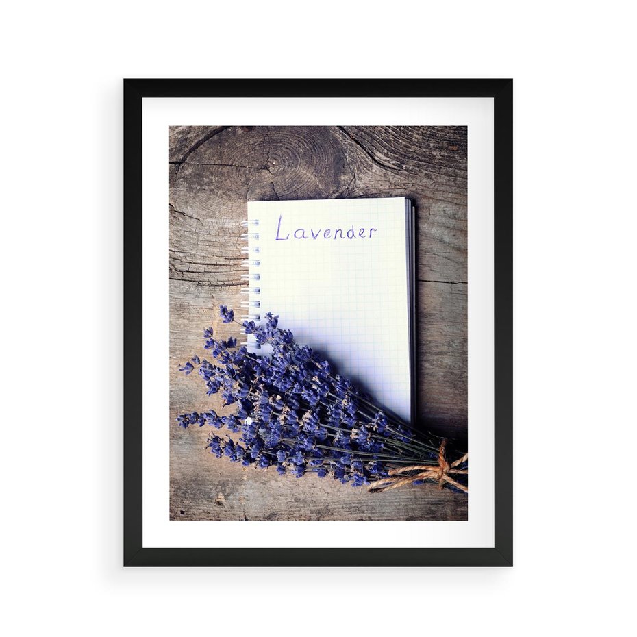 Plakat w ramie 40x50 - Lawendowa Magia - lawenda, fiolet - rama czarna
