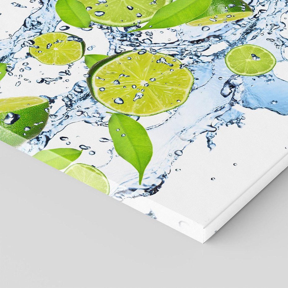 Obraz na płótnie 120x80 - Świeżość limonki i błękity wody - limonka, woda