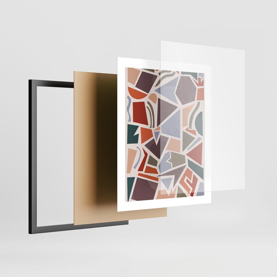 Plakat w ramie 40x50 - Intrygujące Rozbicie - gemoetryczne kształty, mozaika - rama czarna