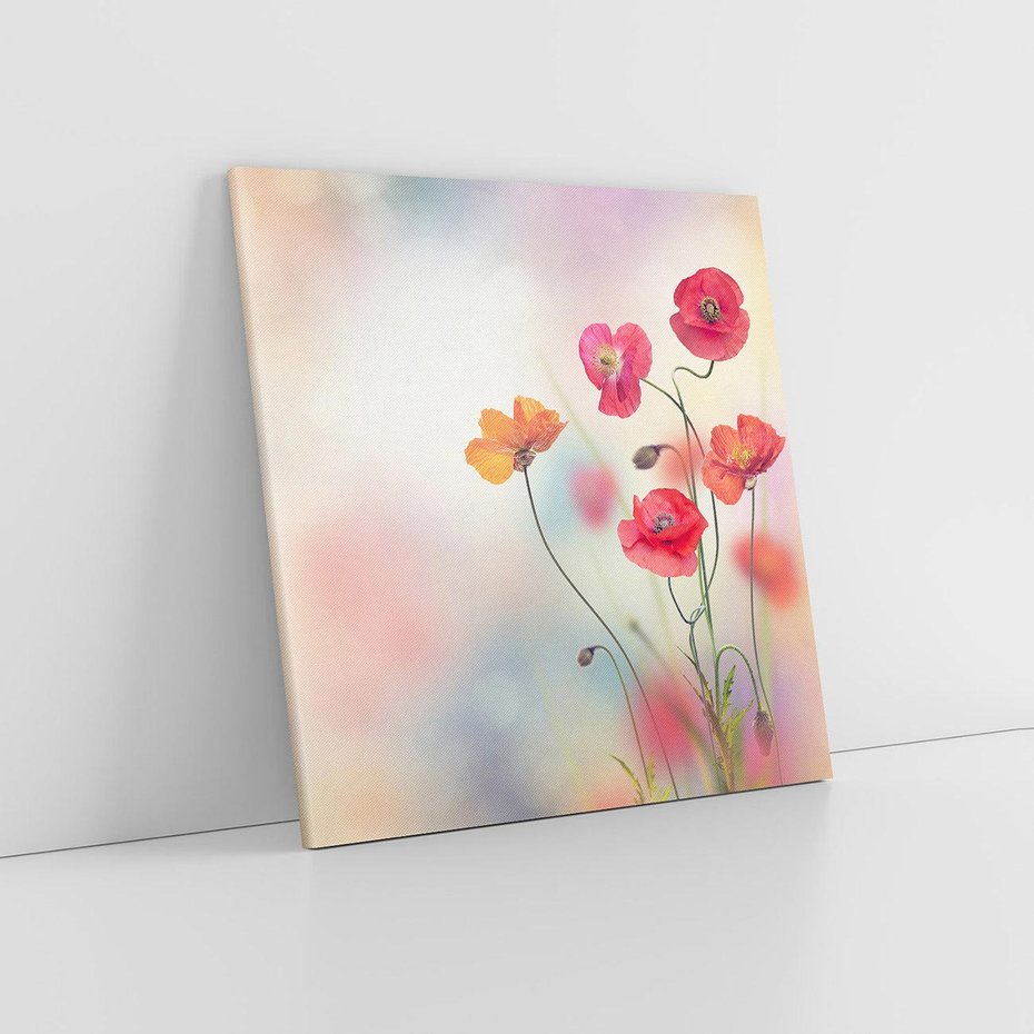 Obraz na płótnie 60x60 - Urok natury - kwiaty, akwarela