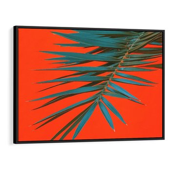 Obraz w ramie 70x50 - Egzotyczny Urok - liście, palma - rama czarna