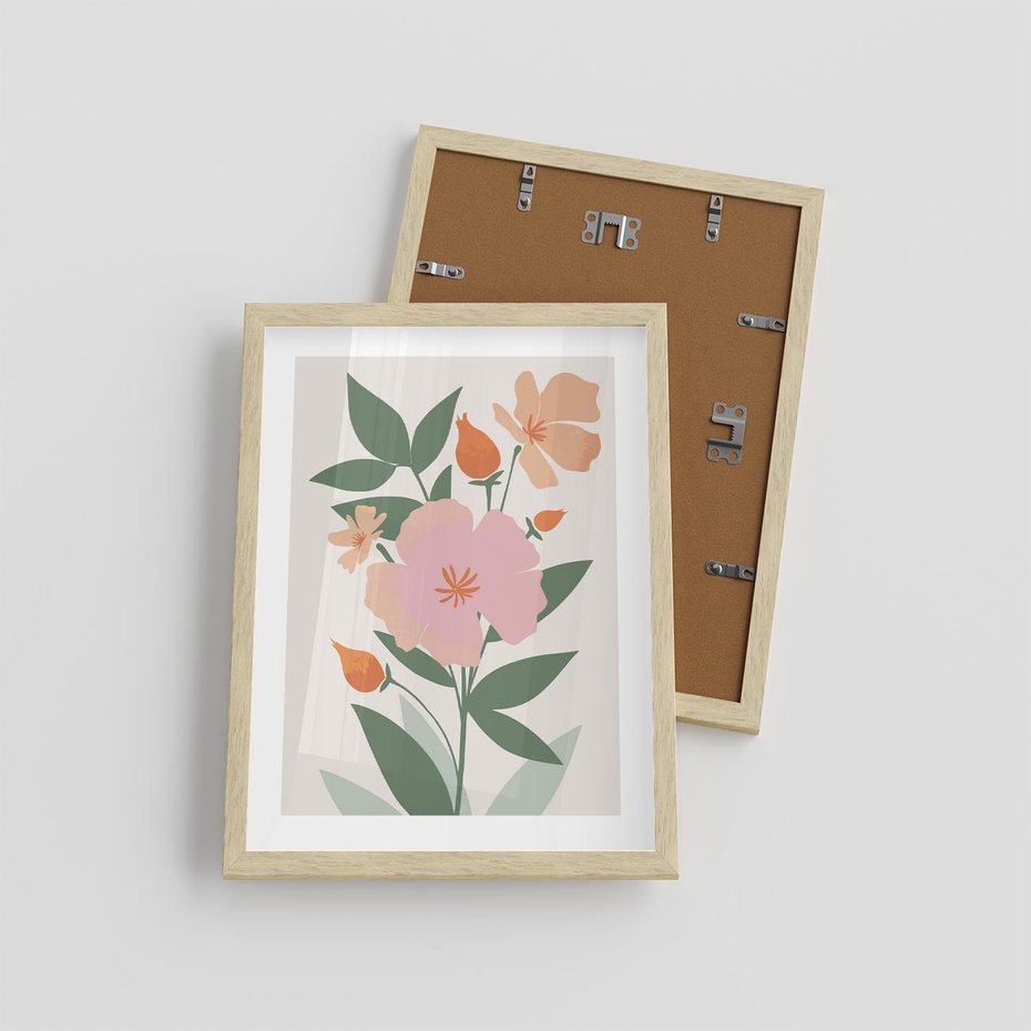 Plakat w ramie 30x40 - Kwiatowe Nastroje - kwiat, sztuka nowoczesna - rama drewno