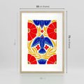 Plakat w ramie 50x70 - Eklektyczny Majestat - wyrazista grafika, mocne kolory czerwień niebieski żółty - rama drewno