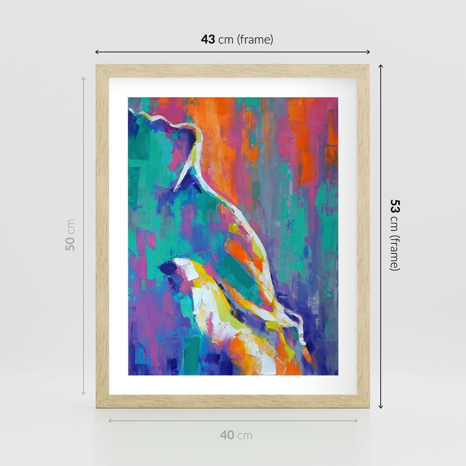 Plakat w ramie 40x50 - Olejne Wibrujące Emocje - abstrakcyjny obraz, różne kolorowe maźnięcia pędzla - rama drewno