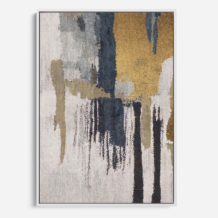 Obraz w ramie 50x70 - Odyseja w świetle i cieniu - abstrakcja, porysowana ściana - rama biała