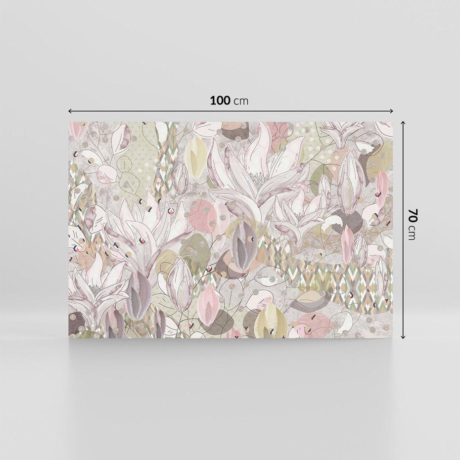 Obraz na płótnie 100x70 - Pejzaże zatajonej duszy - połączenie tekstur, roślinne motywy