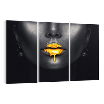 Obraz na płótnie 120x80 - Złote Usta Kobiety - złote, usta