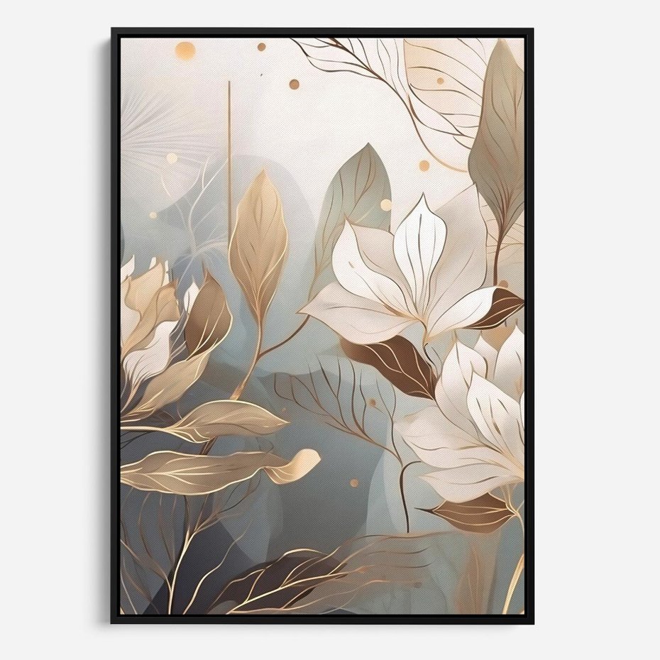 Obraz w ramie 50x70 - Ekspresjonistyczny deszcz uczuć - grafika, złote kwiaty - rama czarna