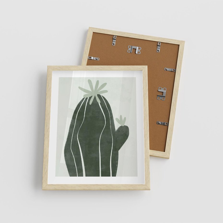 Plakat w ramie 40x50 - Zieleń Inspirującego Życia - zielony plakat, minimalizm - rama drewno