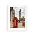 Plakat w ramie 30x40 - Symbol Big Benu - Londyn, budka - rama biała
