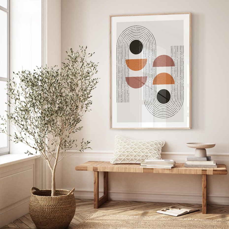 Plakat w ramie 50x70 - Nowoczesna Abstrakcja - geometria, grafika - rama drewno