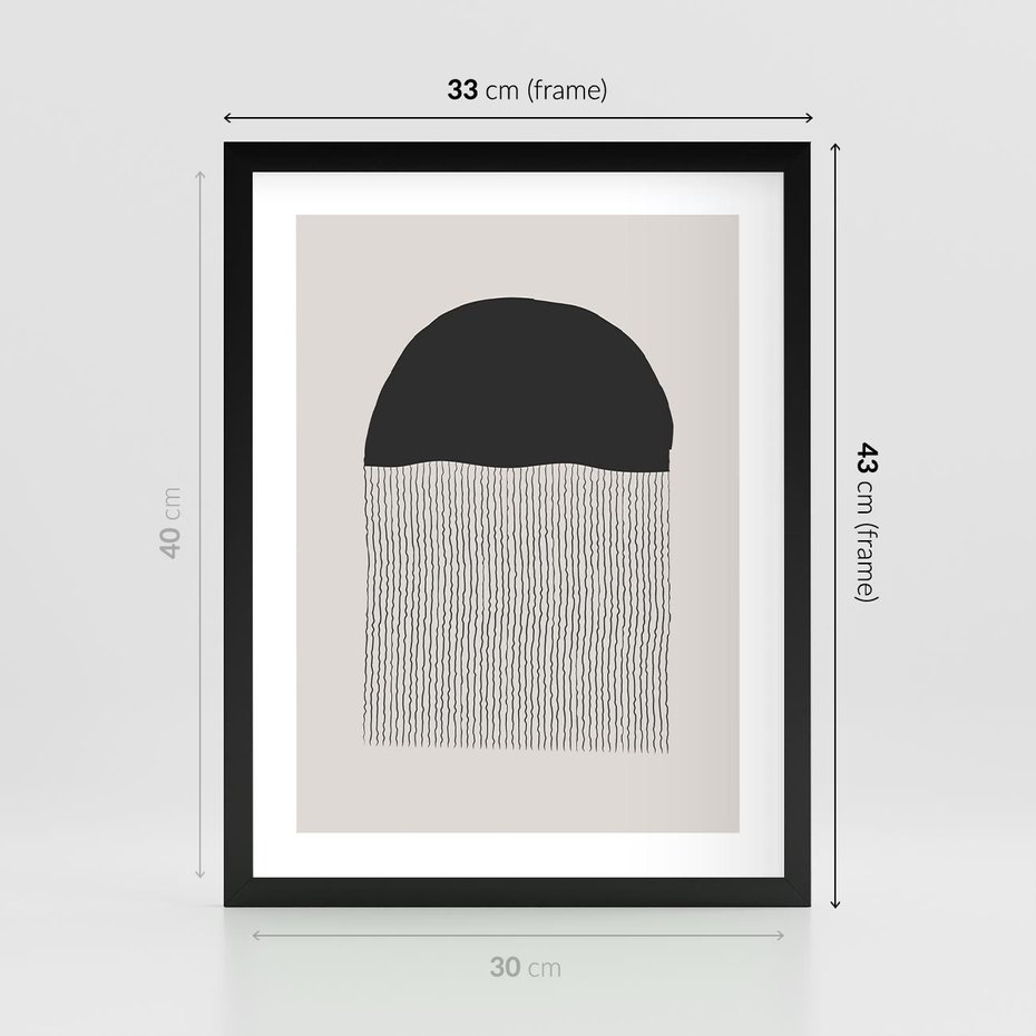 Plakat w ramie 30x40 - Wewnętrzne Widzenia - abstrakcyjna kompozycja, półkole - rama czarna