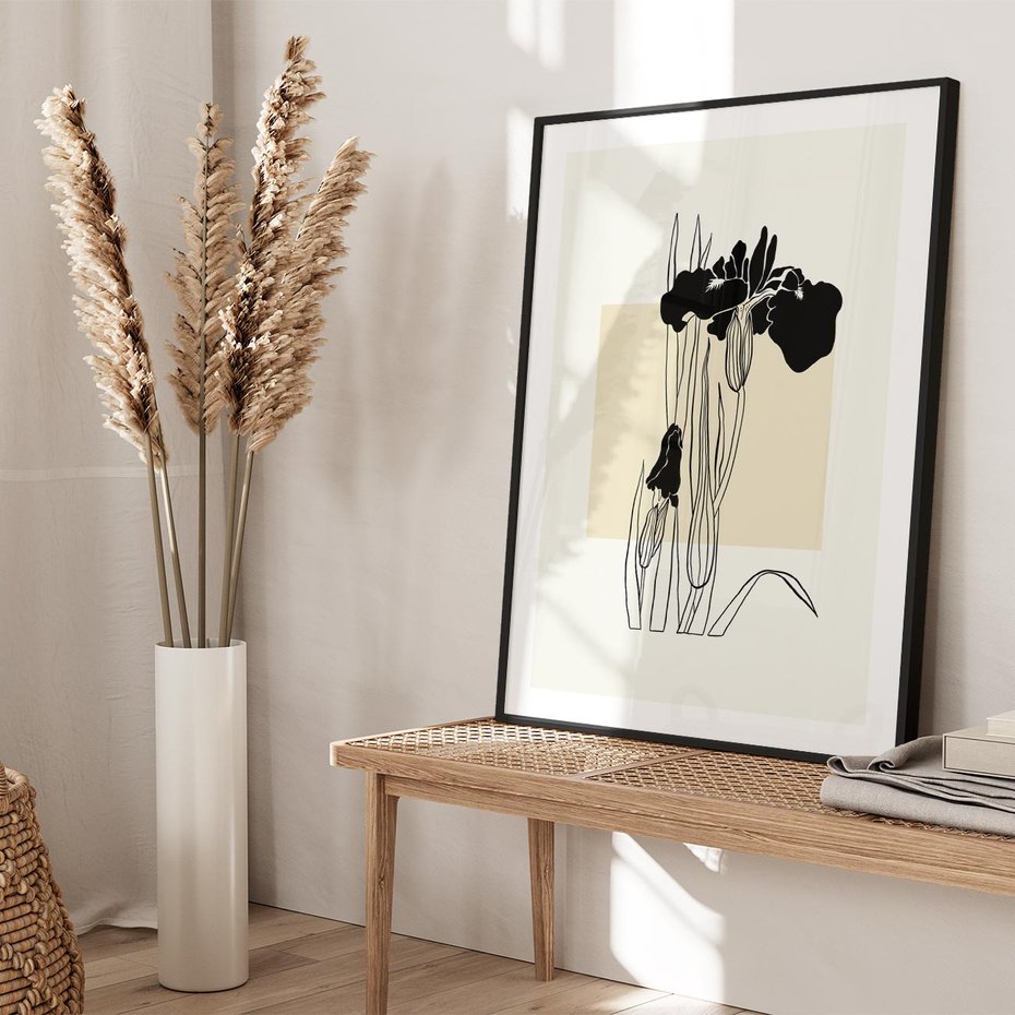 Plakat bez ramy 21x30 - Rozkwitające w konturach - irys, kwiaty