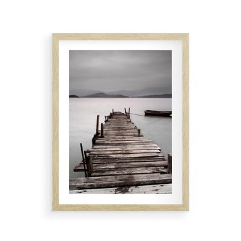 Plakat w ramie 40x50 - Spokój nad Jeziorem - pomost, jezioro - rama drewno