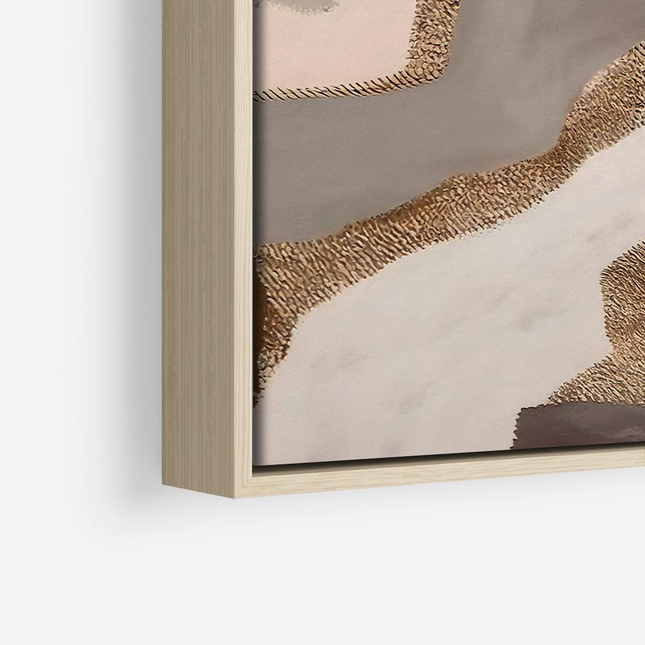 Obraz w ramie 80x80 - Płynne Fale - abstrakcja, neutralne kolory - rama drewno