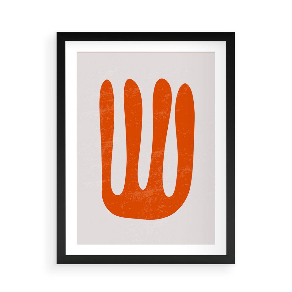Plakat w ramie 50x70 - Eksploracja Nowego Światła - abstrakcyjna pomarańczowa forma, minimalizm - rama czarna