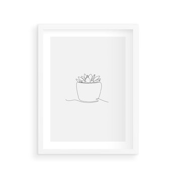 Plakat w ramie 50x70 - Rozkwitające Echa - szkic, minimalizm - rama biała