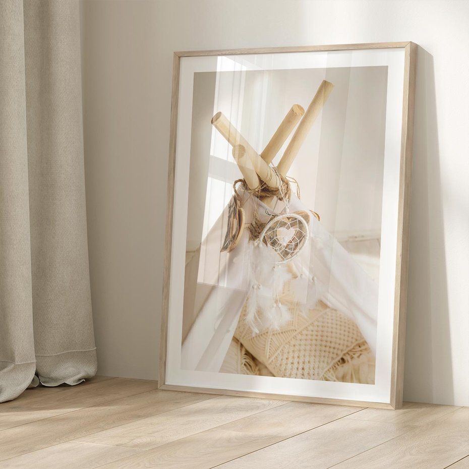 Plakat w ramie 50x70 - Oaza Swobodnego Stylu - boho, tipi - rama drewno