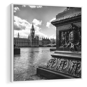 Obraz w ramie 50x50 - Pejzaż kruchości i siły - Londyn, Tamiza - rama biała