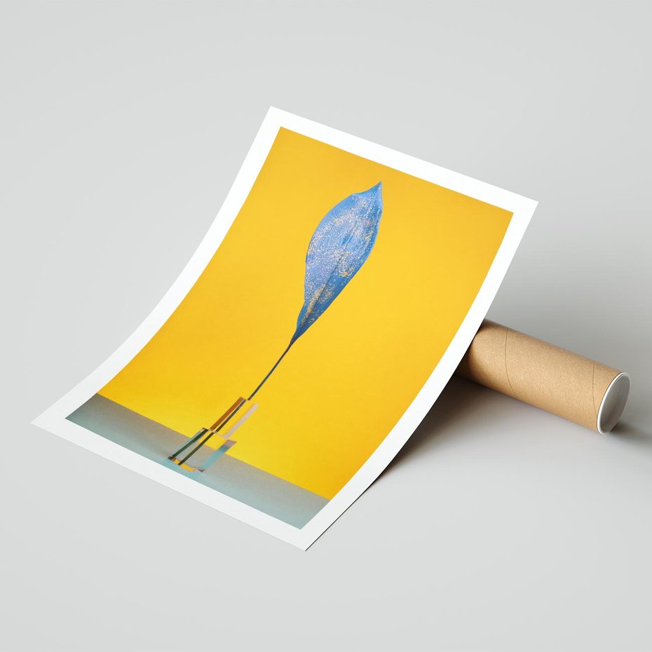 Plakat bez ramy 21x30 - Niebiańskie liście - liść, liście