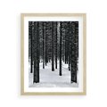 Plakat w ramie 40x50 - Zimowe Drzewa: Śnieg na Pniach - drzew w zimi, pnie drzew - rama drewno