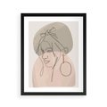 Plakat w ramie 40x50 - Kobieta w Linii: Akwarelowa Harmonia - kobieta one line, grafika - rama czarna