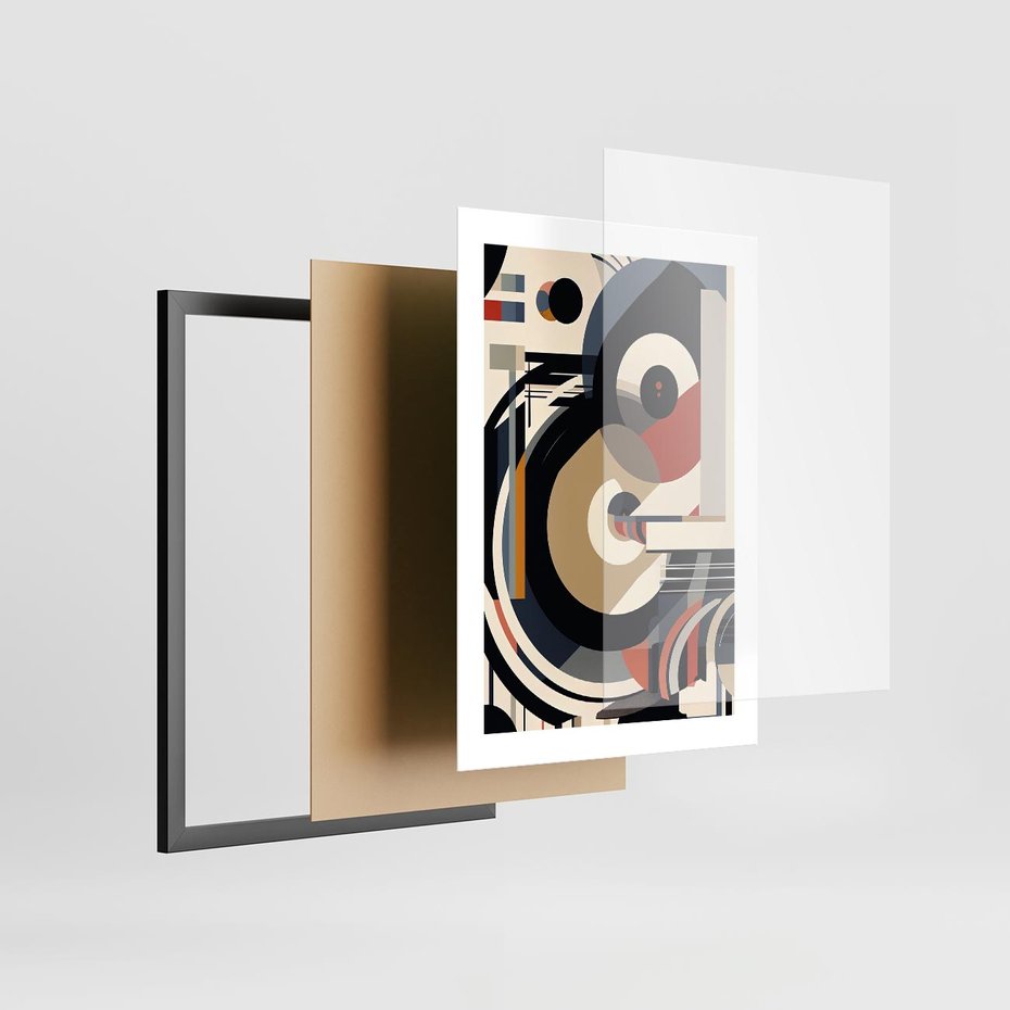 Plakat w ramie 30x40 - Wibracje Marzeń - abstrakcyjny obraz, geometryczne koła - rama czarna