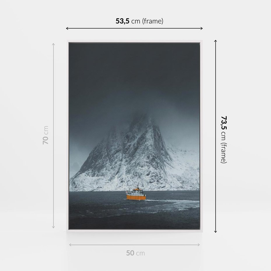 Obraz w ramie 50x70 - Skandynawski pejzaż - skadynawski, pejzaż - rama biała