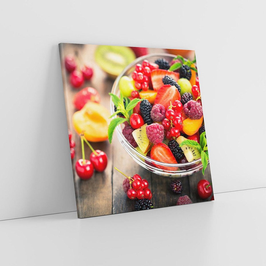 Obraz na płótnie 80x80 - Kulinarne rozkosze - miska, owoce