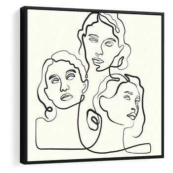Obraz w ramie 50x50 - Trzy Kobiety - 3 kobiety, antyczny posag - rama czarna