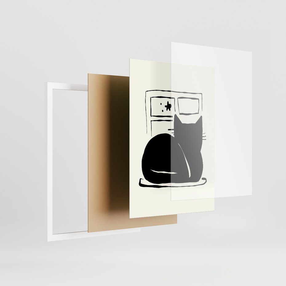 Zestaw obrazy w ramie 30x40 galeria - Koty, abstrakcja, sztuka - rama biała