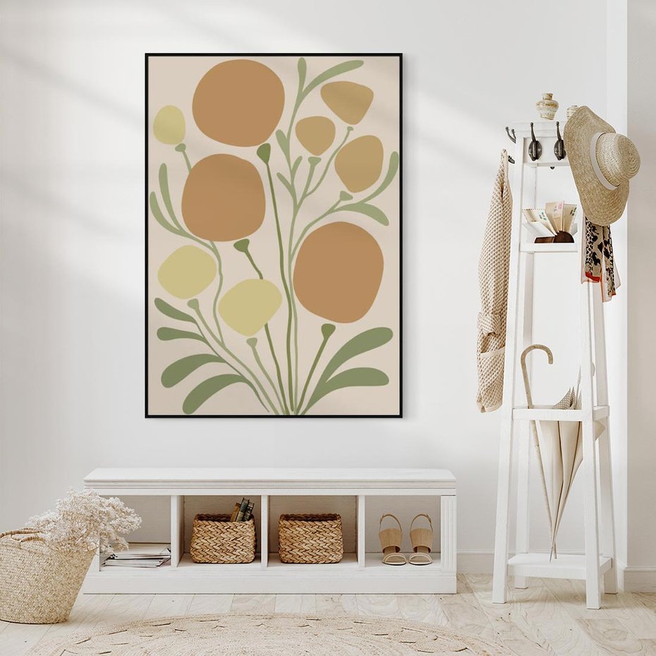 Obraz w ramie 50x70 - Uspokojenie Wśród Roślin - nowoczesny plakat, roślinność - rama czarna