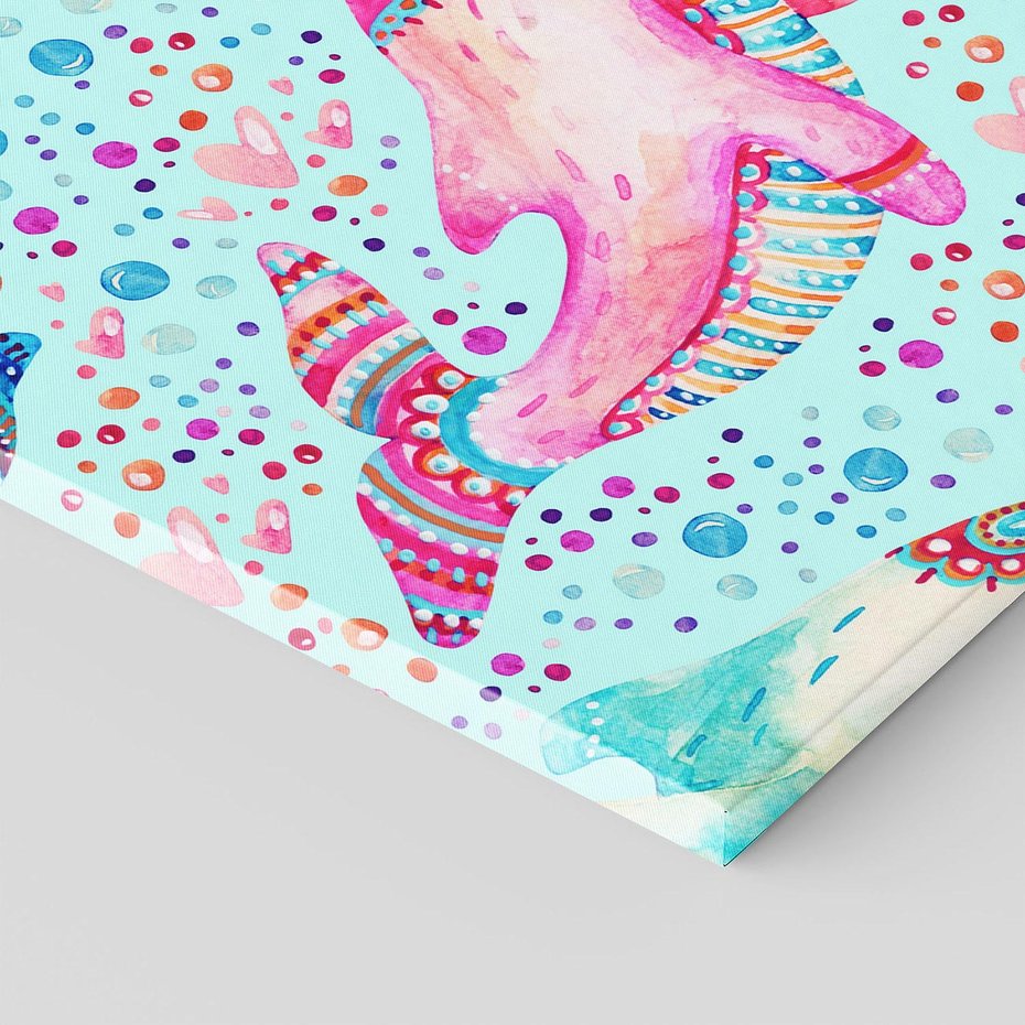 Obraz na płótnie 30x30 - Lekkość W Ruchu - delfin, akwarela