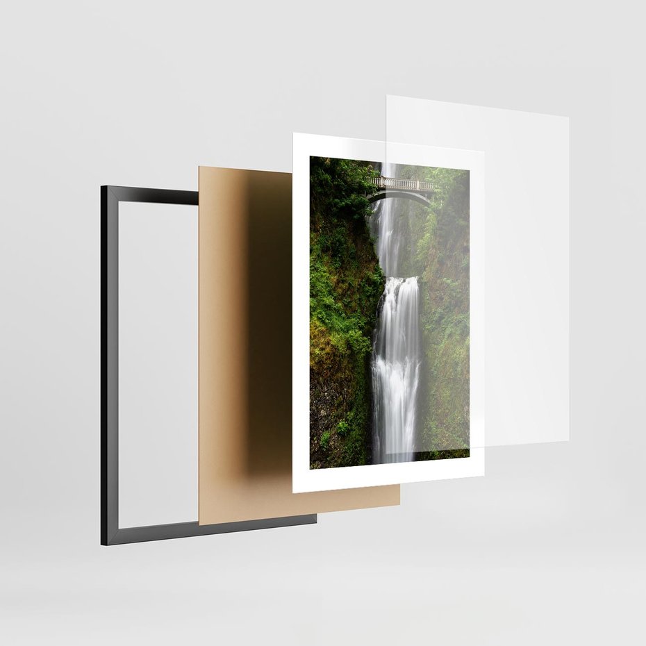Plakat w ramie 30x40 - Siła i Urok Natury - wodospad, las - rama czarna