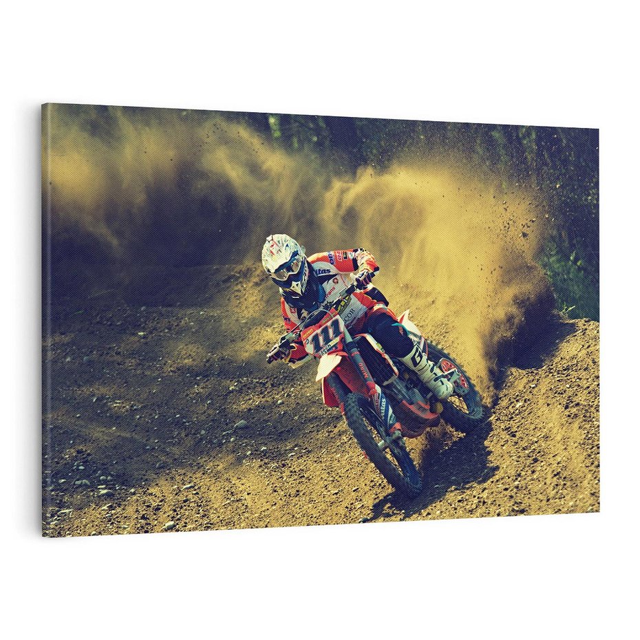 Obraz na płótnie 70x50 - Ekscytujące Skoki na Crossowym Motocyklu - cross, motocykl