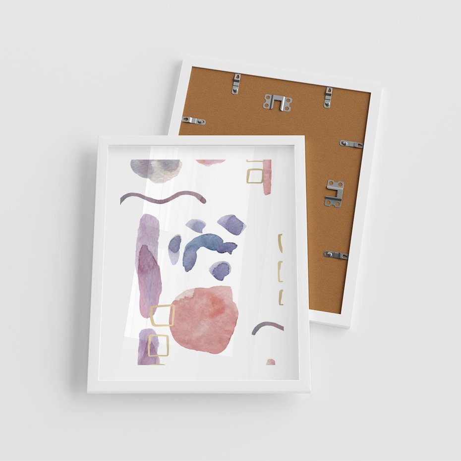 Plakat w ramie 40x50 - Boho Widokowe Impresje - abstrakcyjny palakt, akwarelowe plamy - rama biała