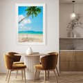 Plakat bez ramy 21x30 - Hawajska palma i huśtawka na plaży - palma, huśtawka